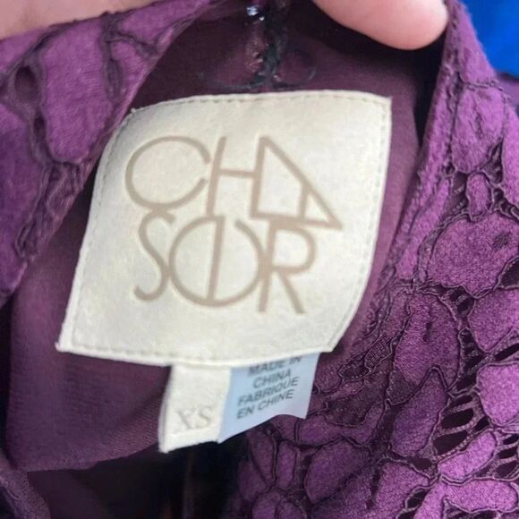 CHASER XS  Purple‎ Dress Lace Overlay Cold Shoulder Bell Sleeve - Picture 4 of 4